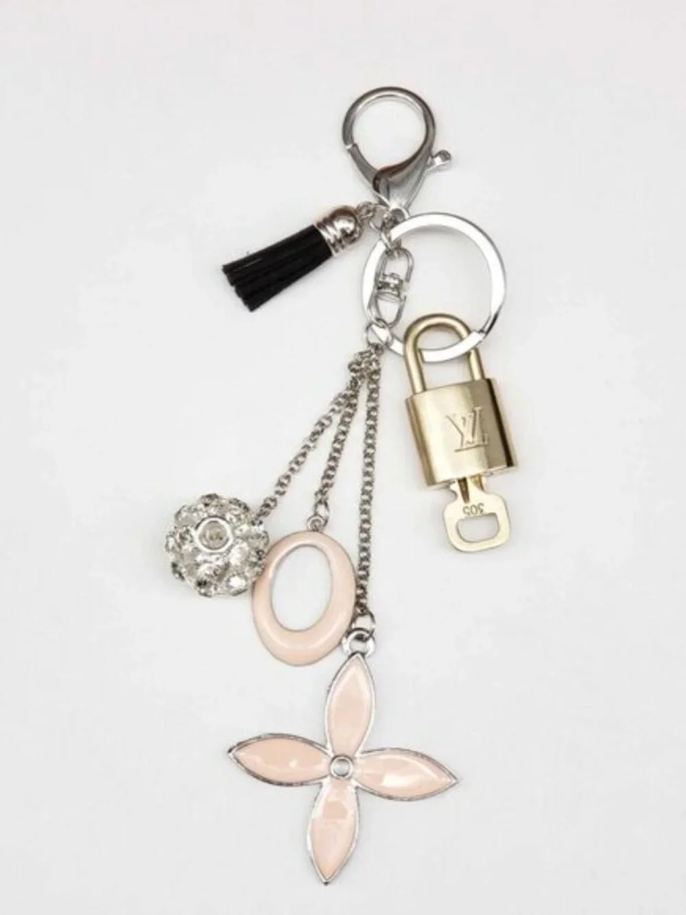 Authentic Louis Vuitton Gold Lock & Key 🔑 Unbranded Flower Keychain Charm